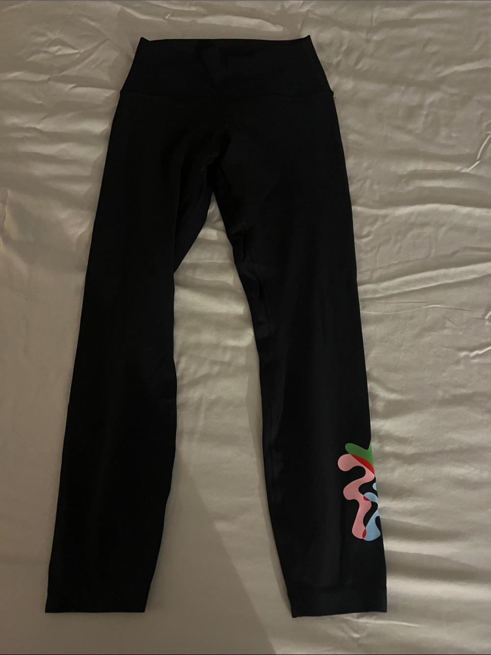 lululemon athletica Black Leggings with Multicolor Wave Accent